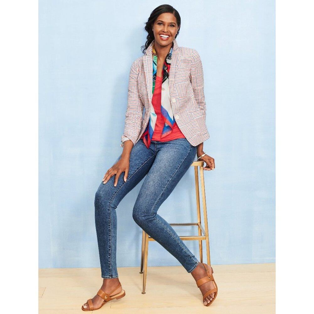 Talbots Patchwork Stripe Blazer Jacket New - image 2